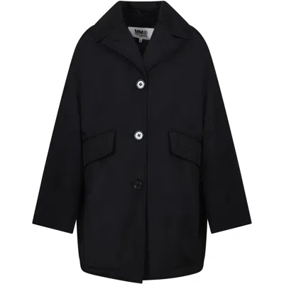 Mm6 Maison Margiela Black Coat For Kids With Logo