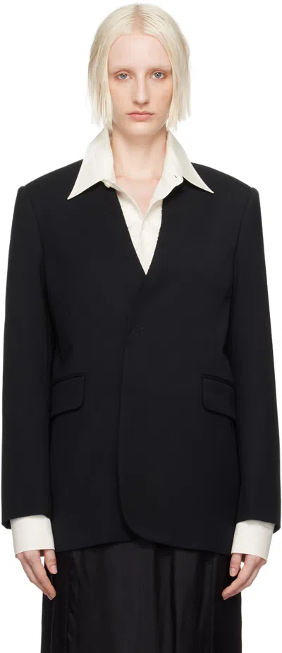 Mm6 Maison Margiela Black Collaress Padded Blazer In 900 Black