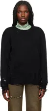 Mm6 Maison Margiela Black Compact Distressed Sweater In 900 Black
