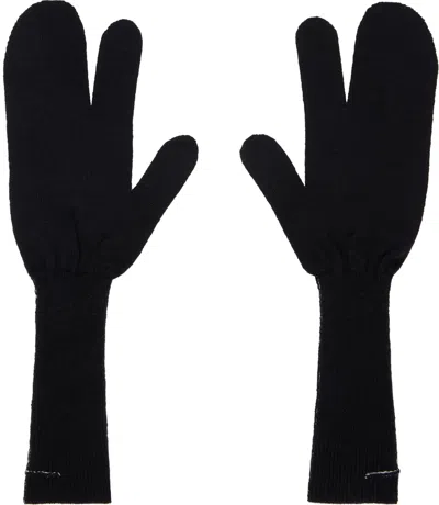 Mm6 Maison Margiela Black Contrast Stitch Gloves In 900 Black