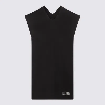 Mm6 Maison Margiela Black Cotton And Wool Blend Knitted Vest