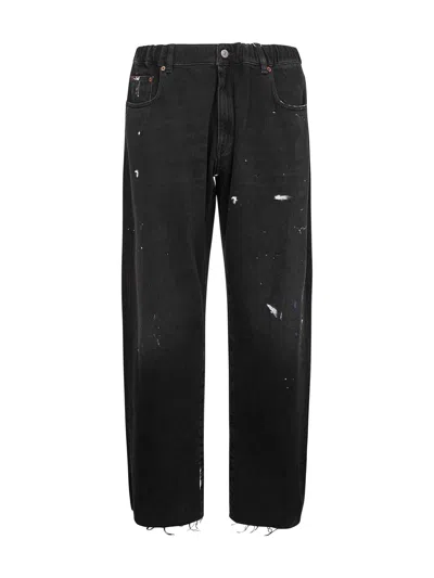 Mm6 Maison Margiela Black Cotton Denim Straight Leg Jeans