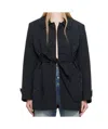 Mm6 Maison Margiela Black Cotton Gabardine Sportsjacket Trench Coat
