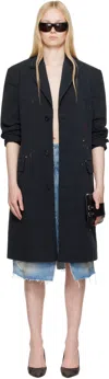 Mm6 Maison Margiela Black Cotton Gabardine Trench Coat In Black