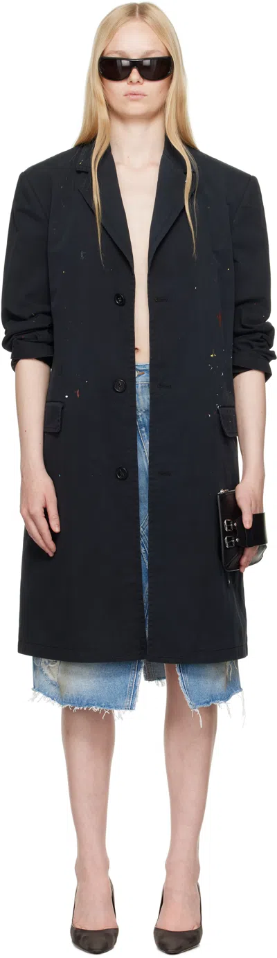 Mm6 Maison Margiela Black Cotton Gabardine Trench Coat In 900 Black