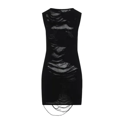 Mm6 Maison Margiela Black Cotton Mini Dress