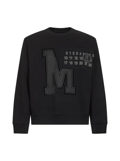 MM6 MAISON MARGIELA BLACK COTTON MM6 NUMERIC SIGNATURE SWEATSHIRT