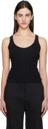 Shop Mm6 Maison Margiela Black Cotton Ribbed Tank Top In 900 Black