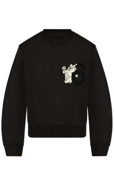 Mm6 Maison Margiela Black Cotton Sweatshirt