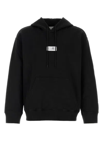 Mm6 Maison Margiela Cotton Pullover Hoodie With Front Logo Patch In Black