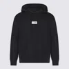 Mm6 Maison Margiela Mm6 By Maison Margiela Emblazoned Black Hoodie With Drawstring And Ribbed Finishes In Washedblack