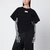 Mm6 Maison Margiela Black Cotton T-shirt With Gloves In Black