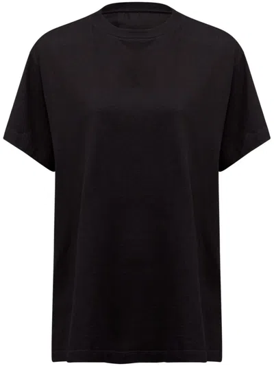 Mm6 Maison Margiela Black Cotton T-shirt With Logo Patch