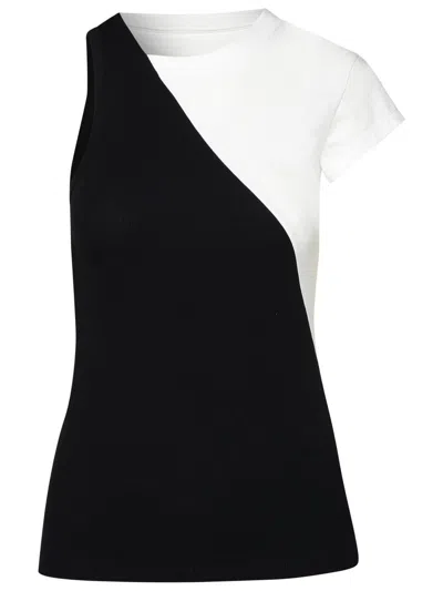 Mm6 Maison Margiela Asymmetric Cotton-belnd T-shirt In Black