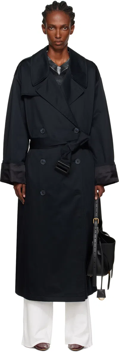 Mm6 Maison Margiela Black Cotton Trench Coat