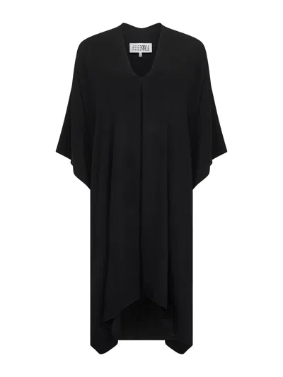 Mm6 Maison Margiela Black Crepe Asymmetric Dress