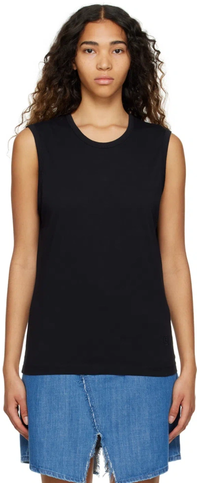 Mm6 Maison Margiela Black Crewneck Tank Top In 900 Black