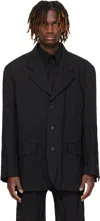 Mm6 Maison Margiela Black Crinkled Blazer In 900 Black