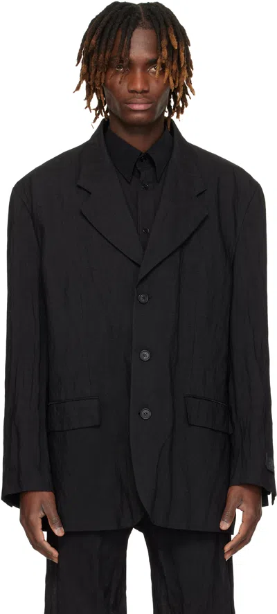Mm6 Maison Margiela Black Crinkled Blazer In 900 Black