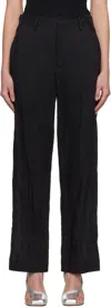 Mm6 Maison Margiela Black Crinkled Metallic Tailoring Trousers In 900 Black