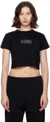 Mm6 Maison Margiela Black Jersey Cropped Numeric Signature T-shirt In Black