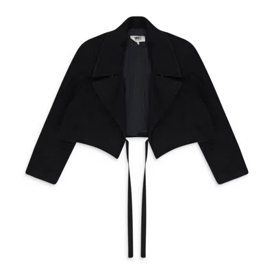 Mm6 Maison Margiela Black Cropped Wool Jacket