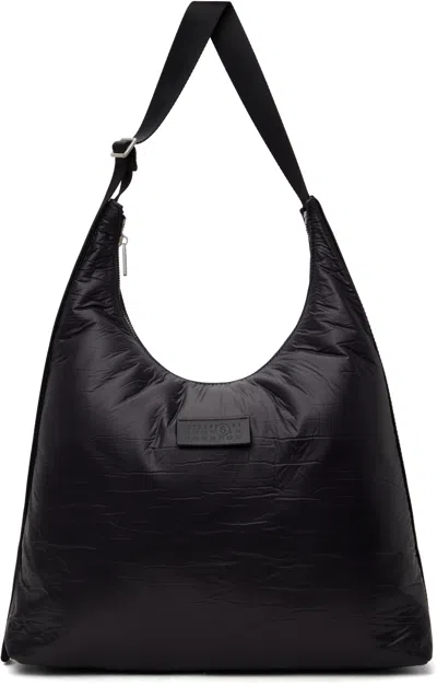 Mm6 Maison Margiela Black Crunched Nylon Tote In T8013 Black