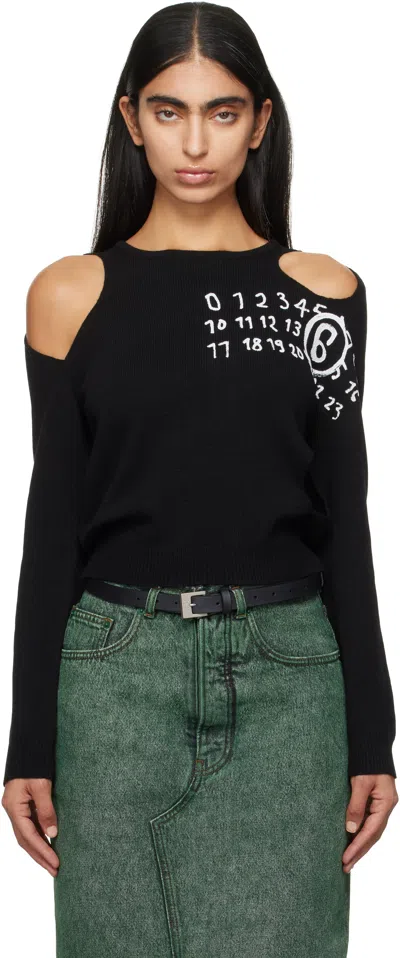 Mm6 Maison Margiela Black Cut-outs Sweater In 900s Black