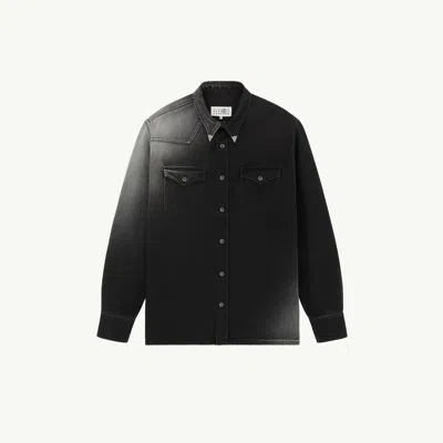 Mm6 Maison Margiela Western Style Denim Shirt Pockets In Black