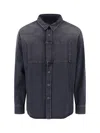 Mm6 Maison Margiela Mm6 By Maison Margiela Black Denim Shirt With Visible Stitching And Curved Hem In Black