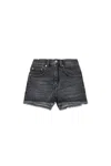 Mm6 Maison Margiela Black Denim Shorts With Raw Cut Hems In Black