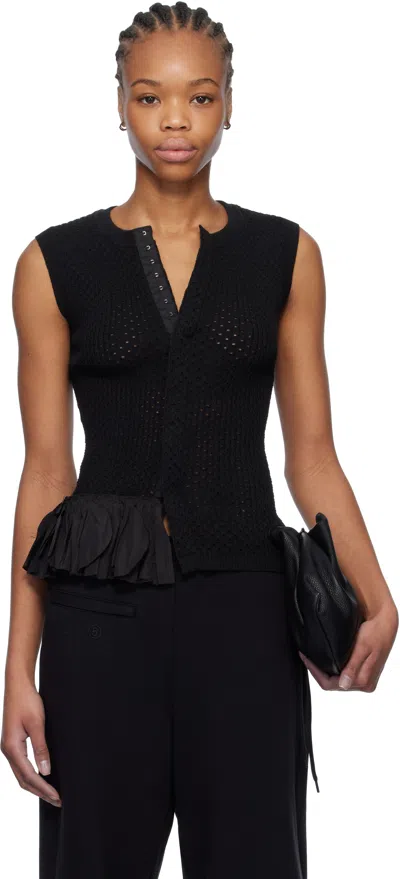 Mm6 Maison Margiela Black Detatchable Ruffles Tank Top In 900 Black