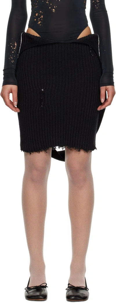 Mm6 Maison Margiela Black Distressed Miniskirt In 855m Black