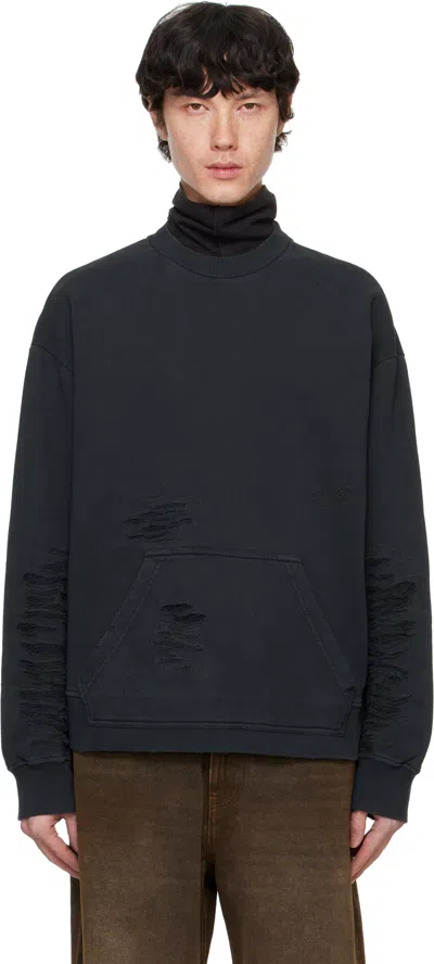 Mm6 Maison Margiela Black Distressed Sweatshirt In 900 Black