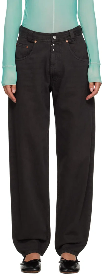 Mm6 Maison Margiela Black Drawstring Jeans In 900 Black