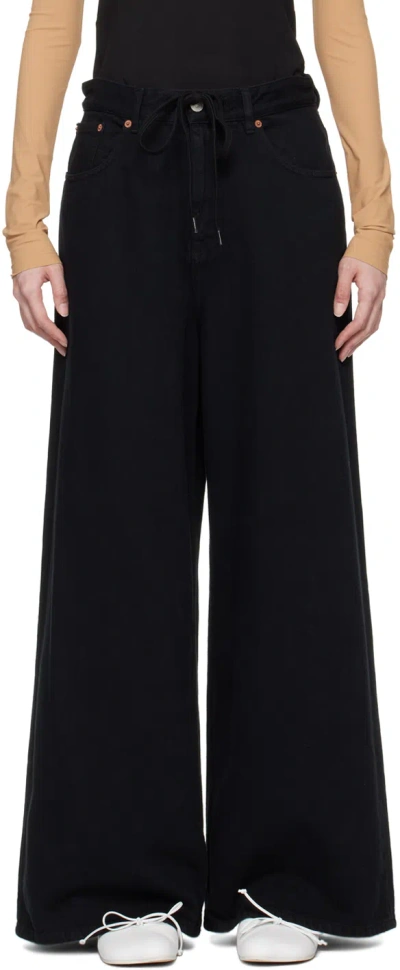 Mm6 Maison Margiela Black Drawstring Jeans