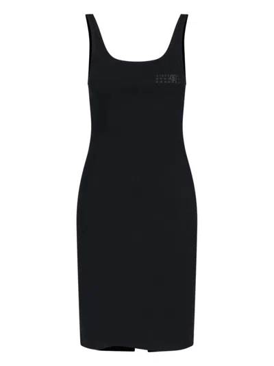 Mm6 Maison Margiela Black Dress With Crossed Straps On The Shoulder