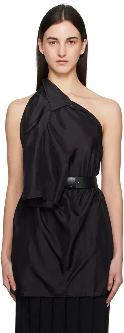 Mm6 Maison Margiela Black Dual Wear Light Silk Shirt In 900 Black