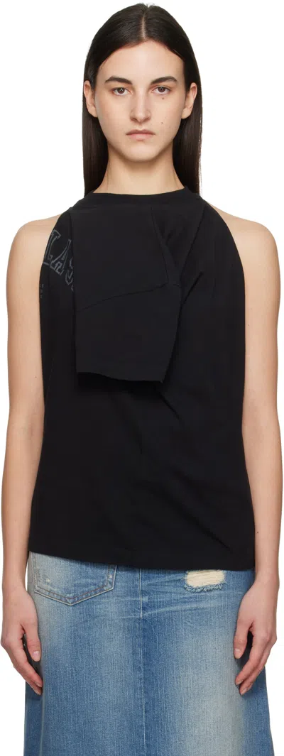 Mm6 Maison Margiela Black Dual Wear Varsity Printed T-shirt In 900 Black