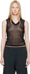 Mm6 Maison Margiela Black Elastic Jersey Mesh Tank Top In Black