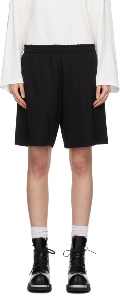 Mm6 Maison Margiela Black Embroidered Shorts In 900 Black