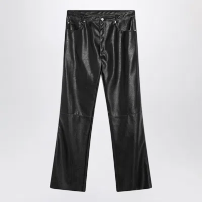 MM6 MAISON MARGIELA MM6 MAISON MARGIELA BLACK FAUX LEATHER TROUSERS