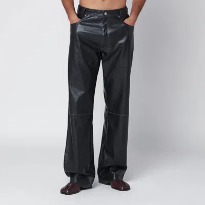 Mm6 Maison Margiela Black Faux Leather Trousers