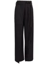 Mm6 Maison Margiela Belted High-rise Flared Wool Trousers In Black