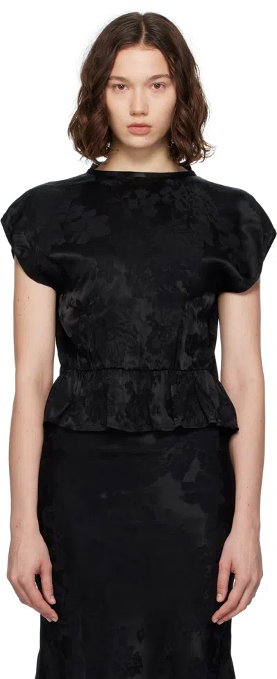 Mm6 Maison Margiela Black Floral Blouse