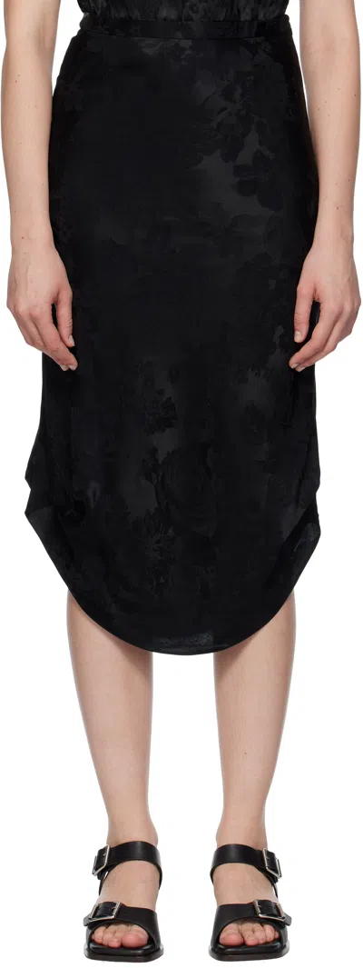 Mm6 Maison Margiela Black Floral Midi Skirt