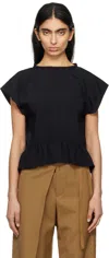 Mm6 Maison Margiela Cropped Top With Cap Sleeves Tops Black In 900 Black