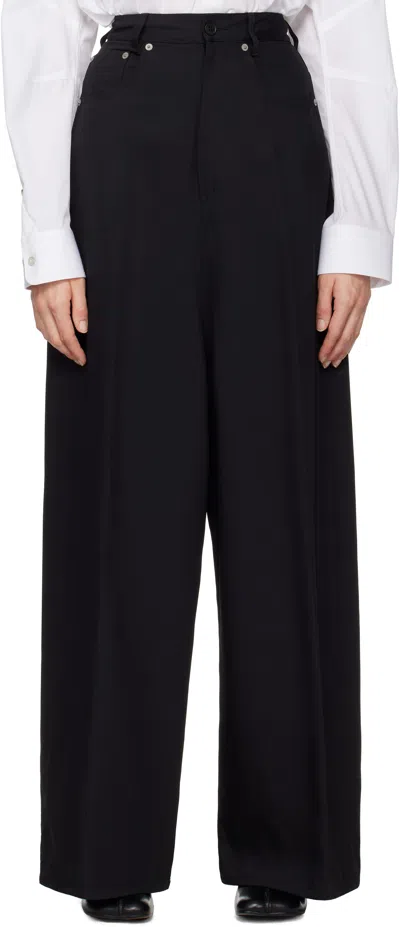 Mm6 Maison Margiela Black Fluid Viscose Twill 5 Pocket Trousers In 900 Black