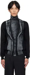 Mm6 Maison Margiela Black Folded Printed 14 Gauge Sweater In Black