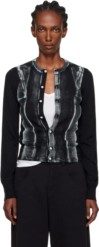 Mm6 Maison Margiela Black Folded Printed Gauge 14 Cardigan